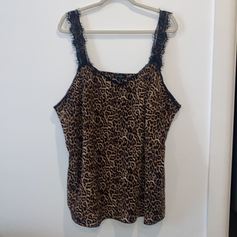 Jessica Simpson Animal Print Cheetah Leopard Lace Camisole Top 2X​​​​​​​​ - Picture 3 of 6